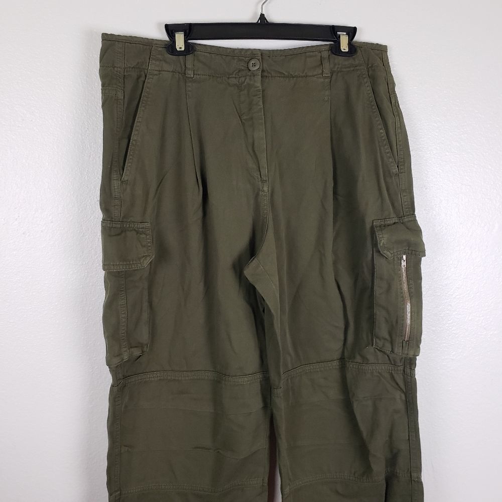 Women's ME+EM NWT Olive Green Oversized Cargo Wide Leg Pants Size 12 - Picture 5 of 12